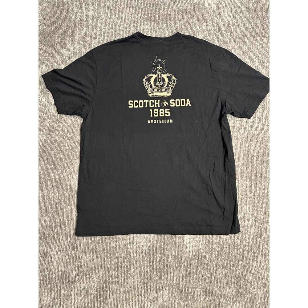 Scotch & Soda Amsterdam T-Shirt Men's 100% Cotton Black Graphic Tee Size XL